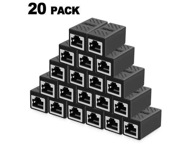 Alt view image 2 of 7 - RJ45 Inline Coupler Ethernet Extender Cat7 Cat6 Cat5e Ethernet Coupler Female to Female(RJ45 Coupler Black 20 Pack)