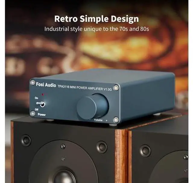 Alt view image 3 of 5 - Fosi Audio V1.0G 2 Channel Class D Mini Stereo Amplifier for Home Speakers TPA3116 50W x 2 with Power Supply