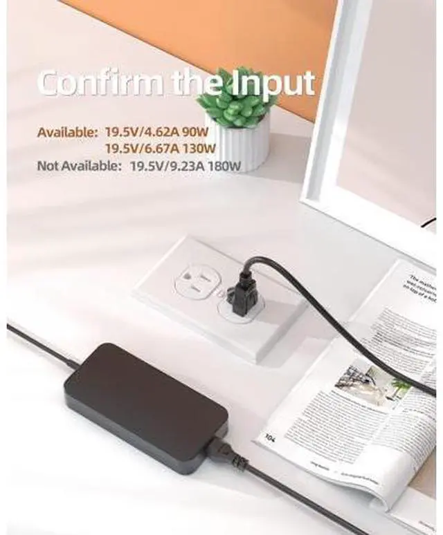 Alt view image 3 of 5 - 130W Charger Compatible with Dell Inspiron 16 Plus 7630 P125F, Inspiron 24 5420 5421, 27 7720 All-in-One W28C W29C Laptop Power Supply Adapter Cord