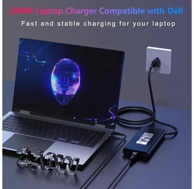 Alt view image 2 of 7 - New Slim 240W Laptop Charger Compatible with Dell Alienware M15, M17, 17, 15, X15, X16, X17, Area 51M, M17X, M18X, X51 Power Supply Cord 7.4mm Tip