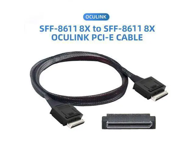 Alt view image 2 of 5 - Chenyang SFF-8611 to SFF-8611 Cable,OCuLink PCIe PCI-Express SFF-8611 8X 8-Lane Male to Male SSD Data Active Cable 50cm