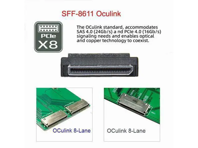 Alt view image 4 of 5 - Chenyang SFF-8611 to SFF-8611 Cable,OCuLink PCIe PCI-Express SFF-8611 8X 8-Lane Male to Male SSD Data Active Cable 50cm