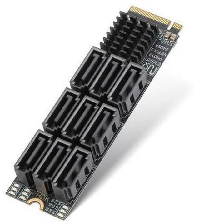 Main image of M.2 to SATA 3.0 Adapter, M.2 M Key PCIE to 9-Port SATA Expansion Card 6Gbps with Chipset ASM1166 and LED Indicators
