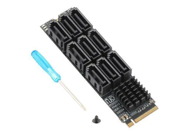 Alt view image 2 of 5 - M.2 to SATA 3.0 Adapter, M.2 M Key PCIE to 9-Port SATA Expansion Card 6Gbps with Chipset ASM1166 and LED Indicators