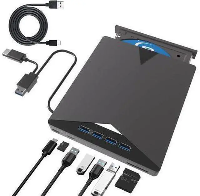 Main image of Multi-Function External Blu-ray Drive, 7 in 1 External Blu Ray Drive USB 3.0 & Type-C DVD/BD Player Blu Ray Burner Writer, Portable Slim Bluray Drive for Laptop PC Desktop Windows 11 10 Mac OS