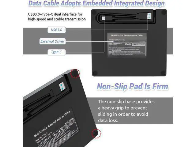 Alt view image 7 of 7 - Multi-Function External Blu-ray Drive, 7 in 1 External Blu Ray Drive USB 3.0 & Type-C DVD/BD Player Blu Ray Burner Writer, Portable Slim Bluray Drive for Laptop PC Desktop Windows 11 10 Mac OS
