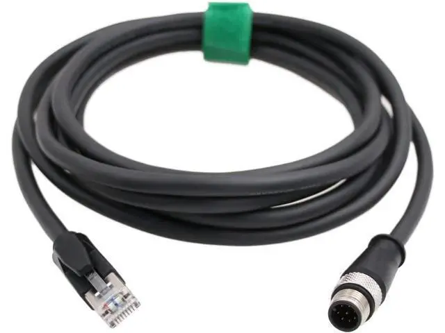 Alt view image 2 of 3 - HangTon Ethernet M12 8 Pin A-Code RJ45 Cable for Omron Microscan QX-870 Scanner Cognex in-Sight Data Man Checker Automation Network Switch Router 5m