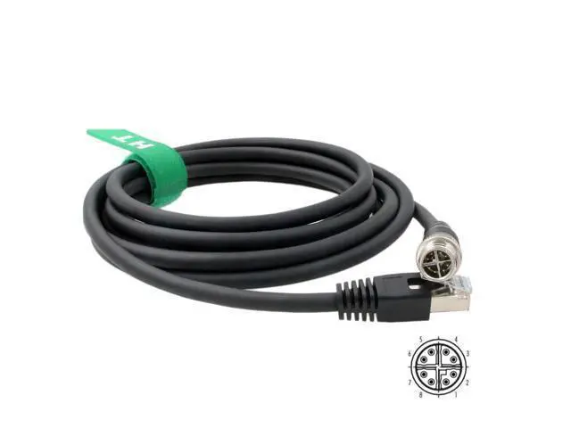 Alt view image 4 of 5 - HangTon Ethernet Cable for Cognex Basler Baumer Camera Sensor GigE Vision Application High Speed Network M12 8 Pin X-Coding to RJ45 Cat 6A 16.4ft