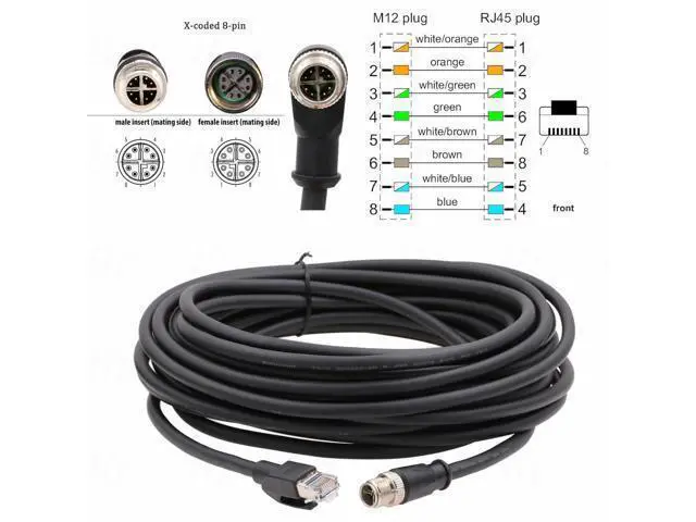 Alt view image 3 of 5 - HangTon Ethernet Cable for Cognex Basler Baumer Camera Sensor GigE Vision Application High Speed Network M12 8 Pin X-Coding to RJ45 Cat 6A 16.4ft