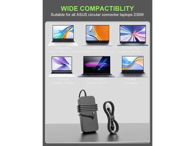 Alt view image 3 of 7 - 230W Charger Compatible with ROG Zephyrus M15 S M GU502 GM501 GX502 GX701 GX531 GX501 GU501 Strix Scar II III 17 15 G17 G15 G GL704 GL504 G732 G512 ProArt15 17 Laptop