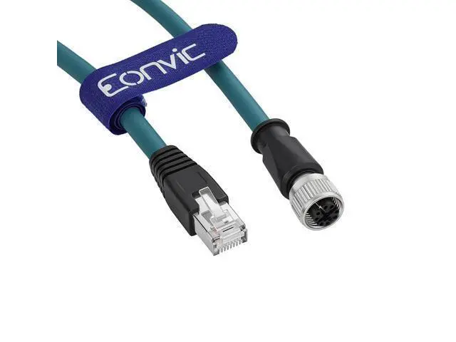 Alt view image 2 of 5 - Eonvic M12 X Code 8 Pin Female to RJ45 Cat-7e High Flex Ethernet Cable for Cognex Industrial Camera (5M)