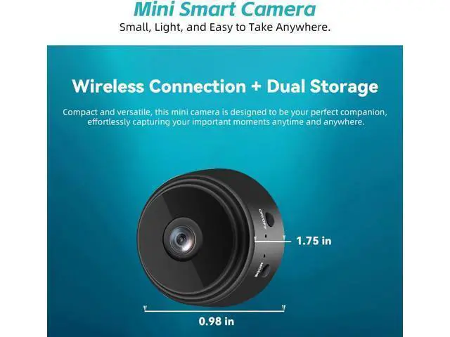 Alt view image 2 of 7 - Hidden Camera Mini Spy Camera WiFi 1080P, Wireless Indoor Security Camera with Night Vision & Motion Detection, Nanny Cam for Home Baby Pet Monitor, Cloud & TF Card Storage (Black)