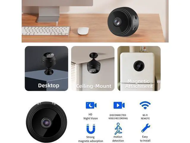 Alt view image 4 of 7 - Hidden Camera Mini Spy Camera WiFi 1080P, Wireless Indoor Security Camera with Night Vision & Motion Detection, Nanny Cam for Home Baby Pet Monitor, Cloud & TF Card Storage (Black)