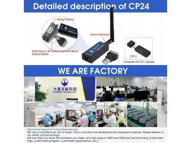 Alt view image 6 of 7 - DX-CP24 Bluetooth to RS485 Serial Adapter Industrial Wireless Bluetooth Communication Module to RS485 Converter, Change 485 Wired Device to Wireless (CP24 for Device)