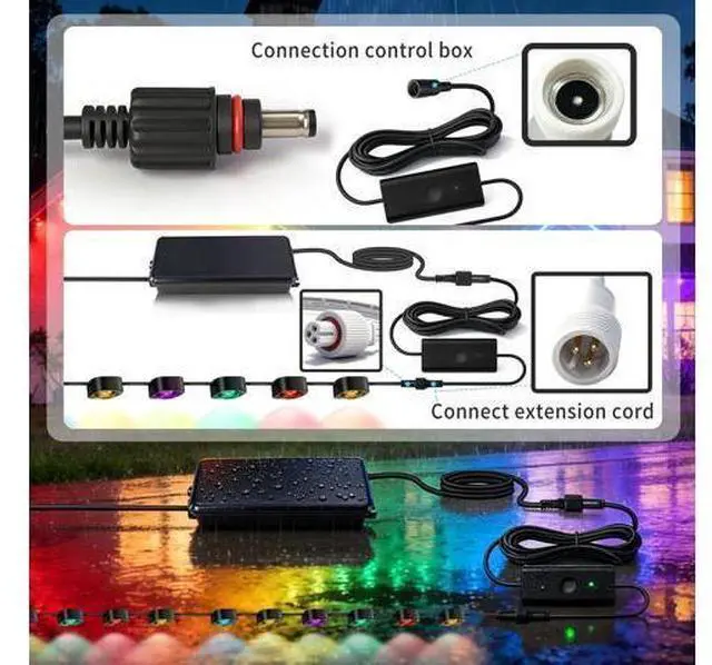 Alt view image 2 of 5 - 36V Waterproof Power Adapter Charger, for Govee Permanent Outdoor Light Compatible with Govee H705D/H705E/H705F Replacement Power Supply Cord(Black)
