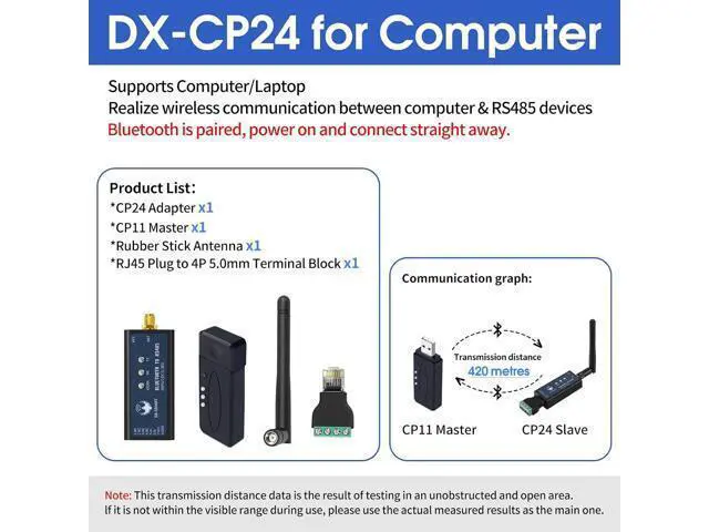 Alt view image 7 of 7 - DX-CP24 Bluetooth to RS485 Serial Adapter Industrial Wireless Bluetooth Communication Module to RS485 Converter, Change 485 Wired Device to Wireless (CP24 for Device)