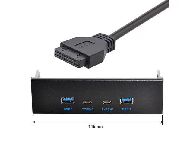 Alt view image 6 of 6 - xiwai USB-C & USB 3.0 HUB 4 Ports Front Panel to Motherboard 20Pin Connector Cable for 5.25" CD-ROM Bay