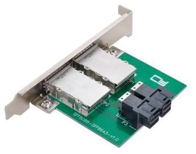Main image of CY Mini SAS SFF-8088 to Internal SAS HD SFF-8643 PCBA Female Adapter Dual Ports with Low Profile Bracket