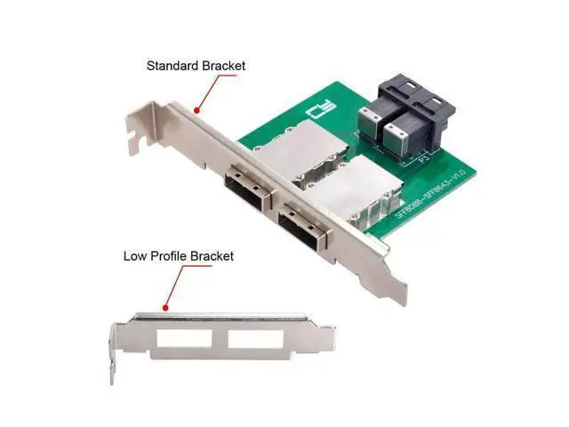 Alt view image 3 of 5 - CY Mini SAS SFF-8088 to Internal SAS HD SFF-8643 PCBA Female Adapter Dual Ports with Low Profile Bracket