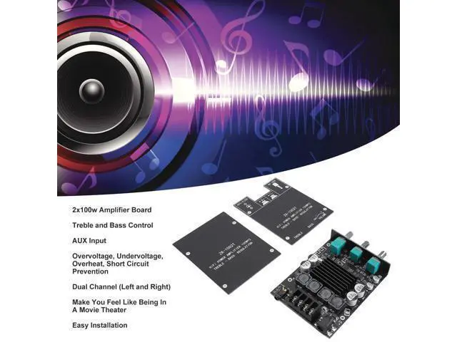 Alt view image 3 of 5 - ZK-1002T HiFi Bluetooth Amplifier Board, 100W*2 Audio Amplifier Board with TPA3116D2 Chip, 1224V, with Treble and Bass Control, for DIY Speakers