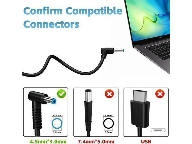 Alt view image 2 of 7 - 150W 135w Laptop Charger Fit for HP ZBook 15 16 17 G5-G8 Studio G3-G8 x360 OMEN 15 17 Victus 15 Pavilion Gaming 15 17 Spectre TPN-CA11 TPN-DA09 Power Supply Ac Adapter