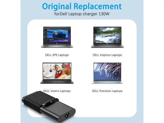 Alt view image 3 of 7 - 130W AC Adapter Laptop Charger Replacement for Dell XPS 15 7590 9530 9550 9560 9570 Precision M3800 M2800 5510 5520 5530 5540 Ins piron 7347 7348 7459 HA130PM130 0V363H 06TTY6 Power Supply Cord