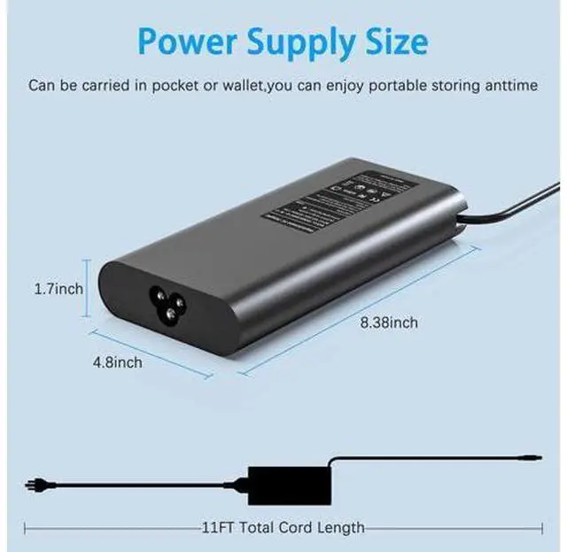 Alt view image 5 of 7 - 130W AC Adapter Laptop Charger Replacement for Dell XPS 15 7590 9530 9550 9560 9570 Precision M3800 M2800 5510 5520 5530 5540 Ins piron 7347 7348 7459 HA130PM130 0V363H 06TTY6 Power Supply Cord