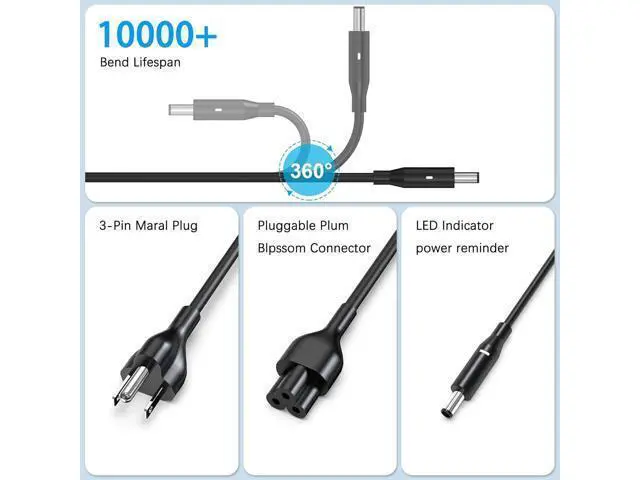 Alt view image 7 of 7 - 130W AC Adapter Laptop Charger Replacement for Dell XPS 15 7590 9530 9550 9560 9570 Precision M3800 M2800 5510 5520 5530 5540 Ins piron 7347 7348 7459 HA130PM130 0V363H 06TTY6 Power Supply Cord