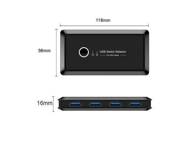 Alt view image 3 of 5 - KVM switch, 2 in 4 out USB shared switch box KVM switch hub,handy switch with manual key, For mouse,keyboard,scanner