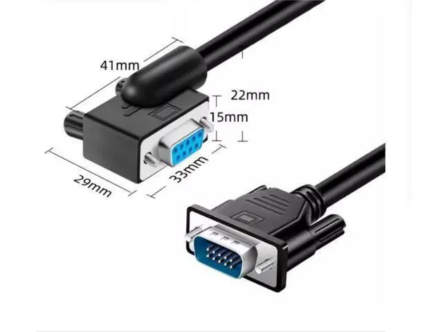 Alt view image 5 of 5 - Pidwaok DB9 Serial RS232 Cable 10ft, 9-Pin Left Angled to Straight Connector for COM Port, Modem, PC (Male Angle to Female Straight, Small Side Up)