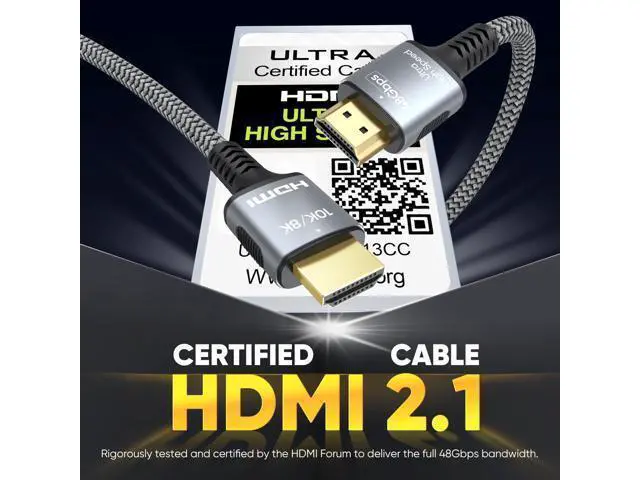 Alt view image 2 of 5 - Certified HDMI Cable 6FT 3-Pack, 8K HDMI 2.1 Cord for Home Theater, Mlutipack Home Cinema Cables 48Gbps with eARC & 8K@60Hz, Shielded HDMI Cable for Soundbar, Roku/Apple TV, PS5, Xbox and Projector