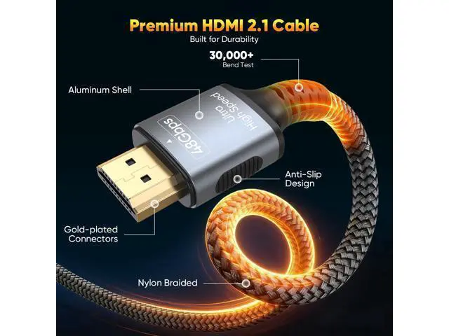 Alt view image 5 of 5 - Certified HDMI Cable 6FT 3-Pack, 8K HDMI 2.1 Cord for Home Theater, Mlutipack Home Cinema Cables 48Gbps with eARC & 8K@60Hz, Shielded HDMI Cable for Soundbar, Roku/Apple TV, PS5, Xbox and Projector