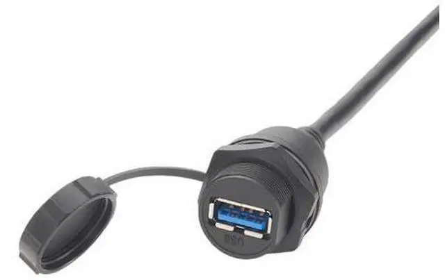 Alt view image 3 of 5 - IP67 USB 3.0 A Connection Extension Cable Type A Male to Female Flush Panel Mount Bulkhead 5Gbps Data Transfer Compatible IFM E70453 for Control Cabinet HMI Automation Systems (0.3M/0.98FT)