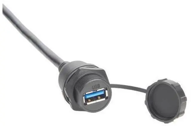 Alt view image 5 of 5 - IP67 USB 3.0 A Connection Extension Cable Type A Male to Female Flush Panel Mount Bulkhead 5Gbps Data Transfer Compatible IFM E70453 for Control Cabinet HMI Automation Systems (0.3M/0.98FT)