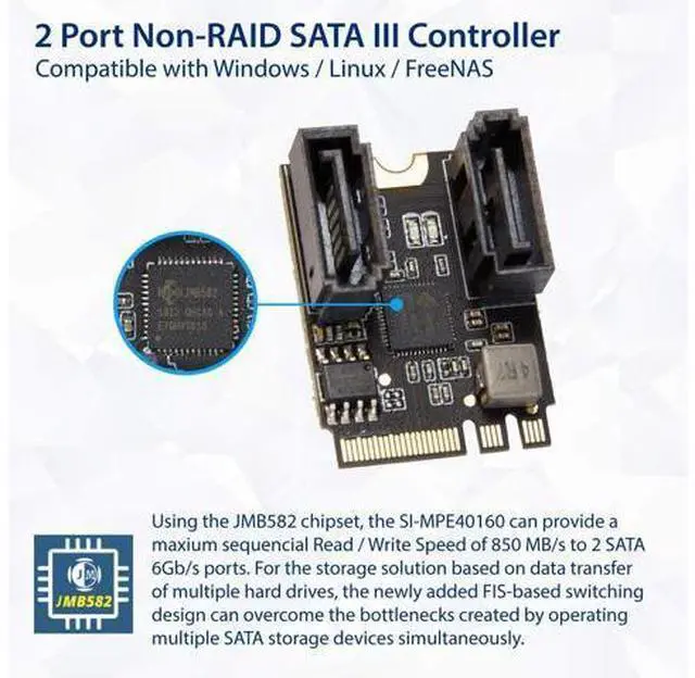 Alt view image 2 of 4 - Vszerda 2 Ports SATA III 6gb/s to M.2 NGFF A Key + E Key A+E Key 22x30 2230 mm JMicron JMB582