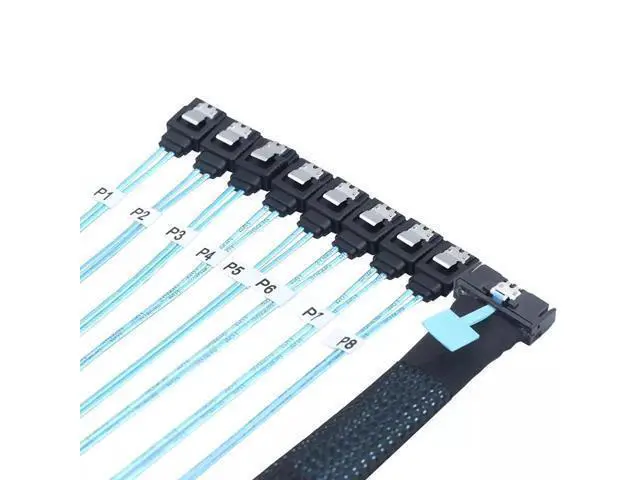 Alt view image 4 of 6 - Vszerda 74P MCIO 8X SFF-8654 8i PCI-E Ultraport Slimline 5.0 to 8X SATA 7P Female Cable (0.5m)