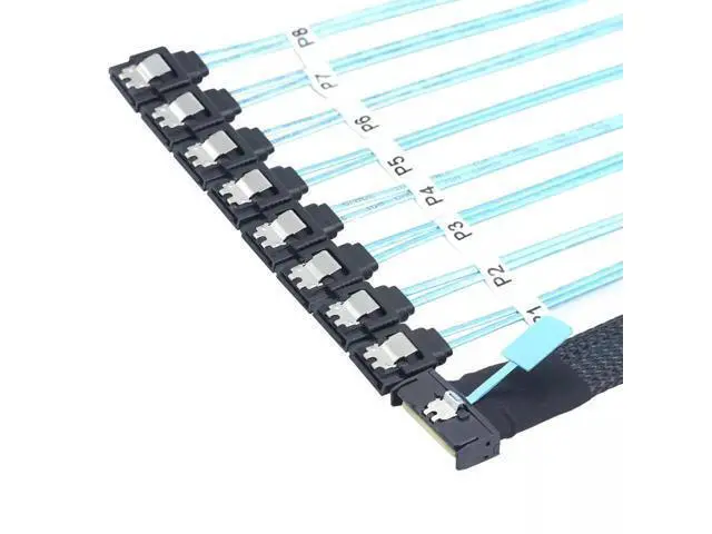 Alt view image 5 of 6 - Vszerda 74P MCIO 8X SFF-8654 8i PCI-E Ultraport Slimline 5.0 to 8X SATA 7P Female Cable (0.5m)