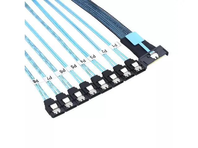 Alt view image 6 of 6 - Vszerda 74P MCIO 8X SFF-8654 8i PCI-E Ultraport Slimline 5.0 to 8X SATA 7P Female Cable (0.5m)