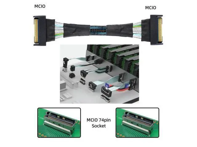 Alt view image 3 of 7 - Vszerda Slimline MCIO 8i 74Pin Male to MCIO PCIE 5.0 4.0 74Pin Male Extender Cord, PCI-E 5.0 Mini Cool Edge IO MCIO Cable 50cm