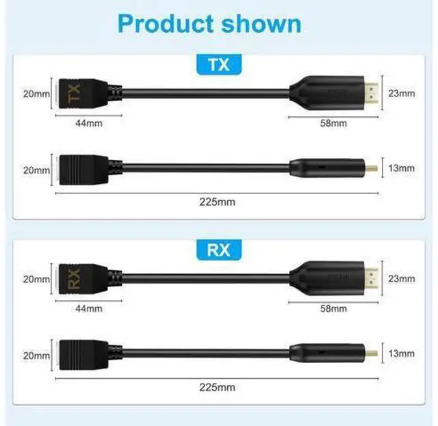 Alt view image 6 of 7 - HDMI Over Ethernet Cat5e / Cat6 RJ45 Ethernet Cable, Male to Female HDMI to RJ45 Ethernet Network Converter 2 Ports up to 196ft/60m Transmitter Receiver Power On Support Full 1080p from Displays
