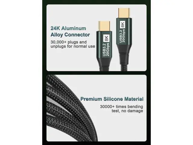 Alt view image 6 of 7 - USB C Monitor Cable 6.6FT-8K@60Hz USB-C Video Cable-100W PD Fast Charging-USB 3.2 Gen 2 20Gbps Type-C Data Transfer, USBC to USBC Video Cable for iPhone 17 16 15 Plus Pro Max, MacBooks, iPad, Carplay
