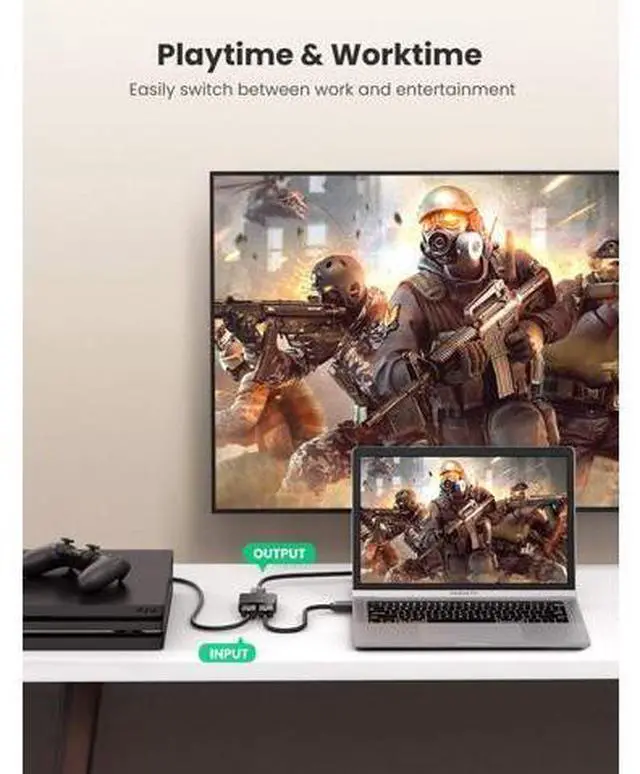 Alt view image 3 of 6 - UGREEN HDMI Switch 4K@60Hz, Bi-Directional HDMI Splitter 2 in 1 Out Switcher Supports UHD 3D HDR Compatible with PS5, PS4, Xbox Series X/S, Roku, Fire Stick, Black