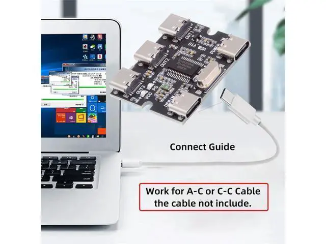 Alt view image 6 of 7 - Vszerda USB-C 2.0 1-to-3 Three Ports HUB Splitter PCBA Expansion Module Board PCs Multiport 3 Devices Type-C for Keyboard Mouse Scanner Printer