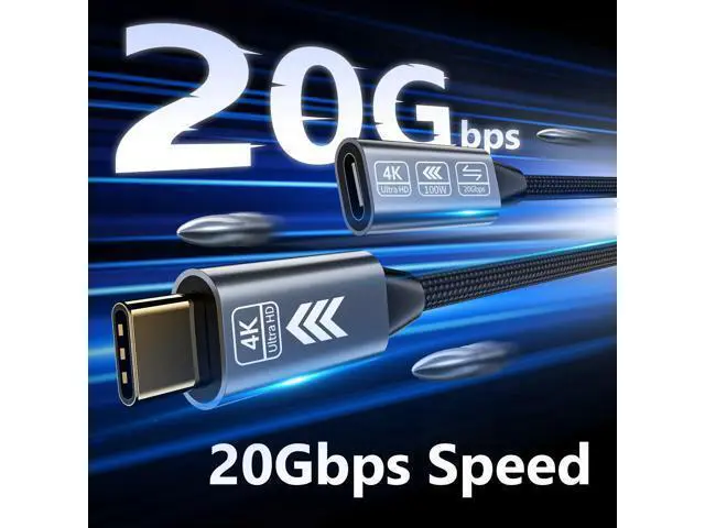 Alt view image 3 of 7 - Vszerda USB C Extension Cable 16.5FT, 20Gbps/100W USB3.2 Type C Extender Cord, 4K@60Hz Video Output Nylon Braided USB C Male to Female Extension Charging Cable Compatibility with Thunderbolt 4/3
