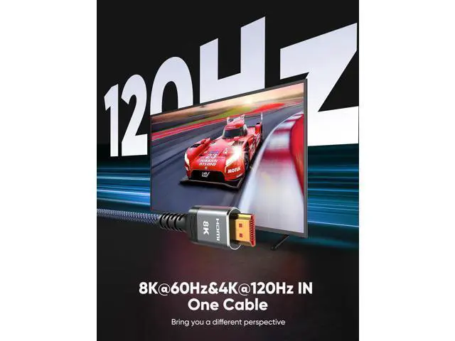 Alt view image 3 of 7 - Vszerda 8K HDMI 2.1 Cable 2-Pack 6.6FT, Certified 48Gbps Ultra High Speed Slim HDMI Cord,Support 4K@120Hz 8K@60Hz, HDCP 2.2&2.3, Dynamic HDR,eARC,DTS:X, Compatible with Roku TV/HDTV/PS5/Blu-ray