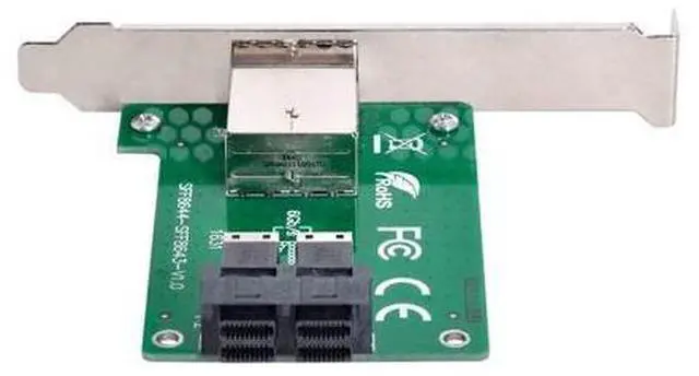 Main image of Vszerda Dual Ports Mini SAS HD SFF-8644 to Internal SAS HD SFF-8643 PCBA Female Adapter with Low Profile Bracket