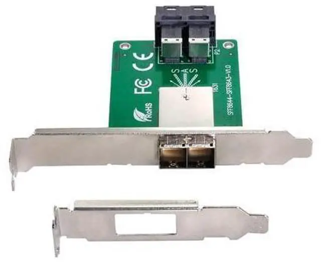 Alt view image 3 of 7 - Vszerda Dual Ports Mini SAS HD SFF-8644 to Internal SAS HD SFF-8643 PCBA Female Adapter with Low Profile Bracket