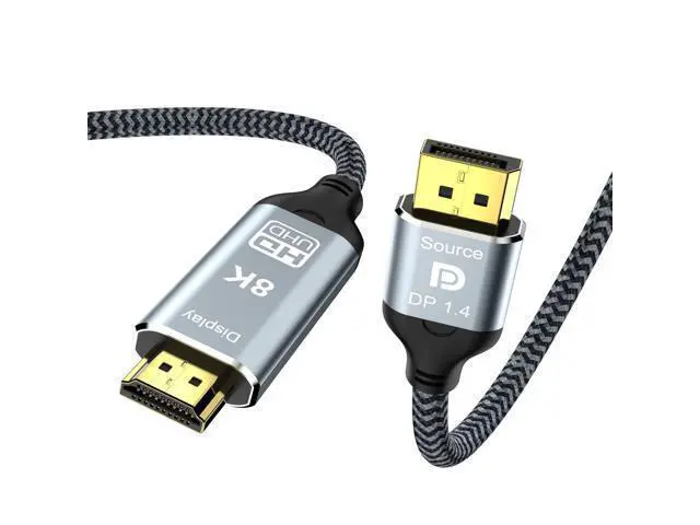 Main image of Vszerda 6.6FT DisplayPort to HDMI 8K Cable, 8K@60Hz 4K@120Hz Uni-Directional DP1.4 (Source) to HDMI 2.1(Display),DP to HDMI Compatible HDCP 2.3 HDR10 for AMD,NVIDIA,Monitor and PC