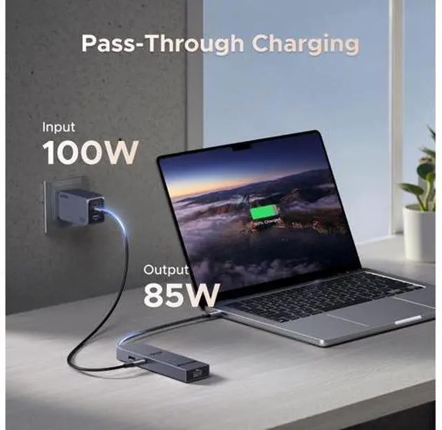 Alt view image 5 of 7 - Revodok Pro 6 in 1 USB C Hub Gigabit Ethernet Adapter with 4K 60Hz HDMI, 100W PD Charging, 10Gbps USB A&C 3.2 Data Ports Compatible with Mac M1, M2, M3, iPad, iPhone 16 Pro/Pro Max, Steam Deck