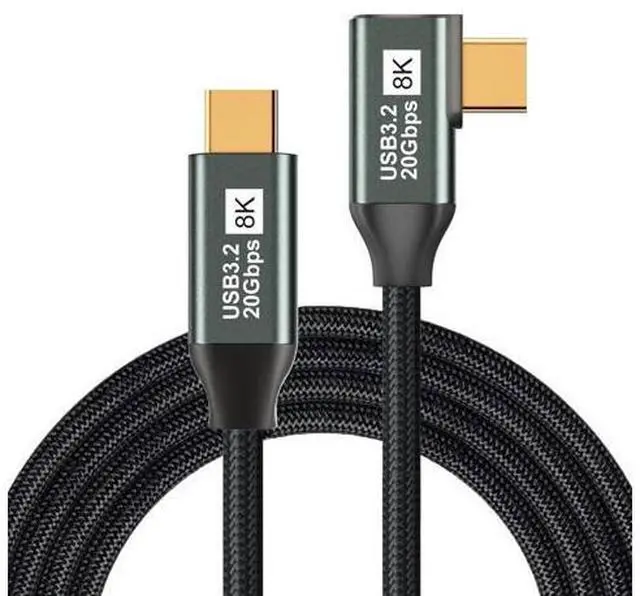Main image of Vszerda Right Angle USB C Cable 3.2 Gen 2-6.6FT 8K@60Hz USBC USBC Monitor Cable-20Gbps Data Transfer-100W PD Fast Charging Type C to Type C Video Cable for iPhone 16/15, iPad, MacBook, TV, Display